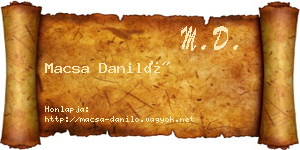 Macsa Daniló névjegykártya
